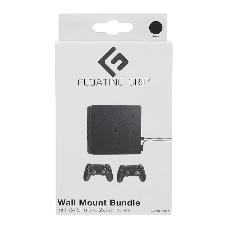 Floating Grip Ps4 Slim & 2X Controllers Black Smart Wall Mount Bundle 1