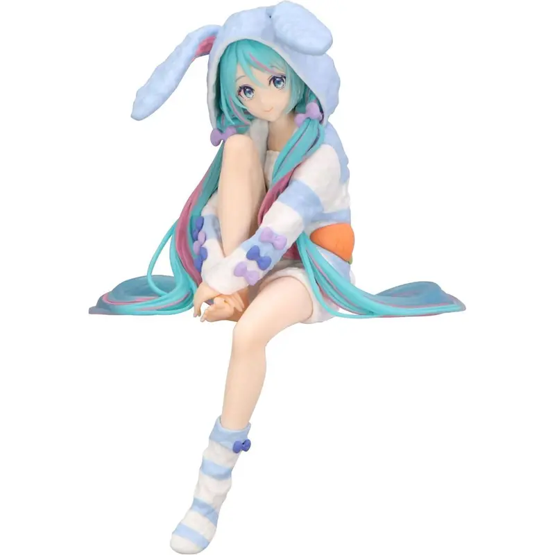 Furyu Hatsune Miku Rabbit Eared Blue Hoodie Pajama Ver. Noodle Stopper Figure 1