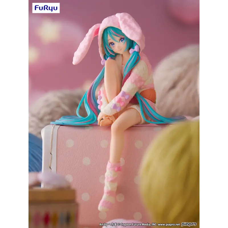 Furyu Hatsune Miku Rabbit Eared Hoodie Pajama Ver Noodle Stopper Figure 1