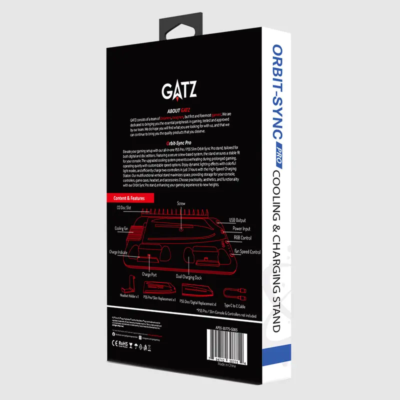 Gatz Ps5 Pro & Slim Orbit-Sync Cooling & Charging Stand 2