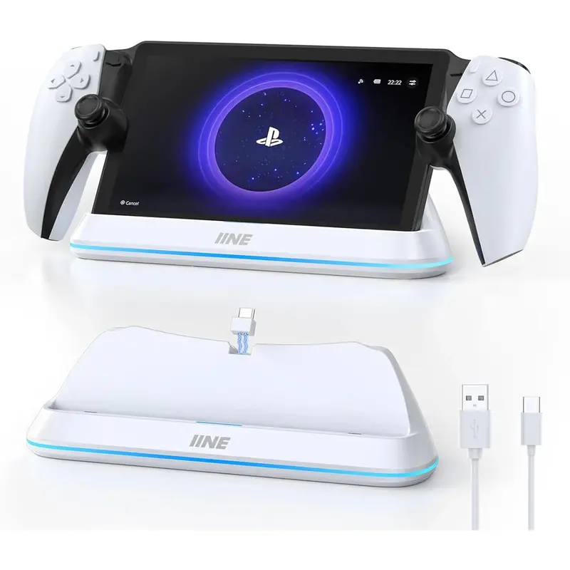 Iine Ps5 Pin-Based Contact Charging Station For Playstation Portal (Model L1005) - White 1