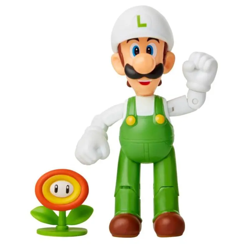 Jakks Pacific 40676 Fire Luigi With Fire Flower 4" Figurine Wave 22 Super Mario 1