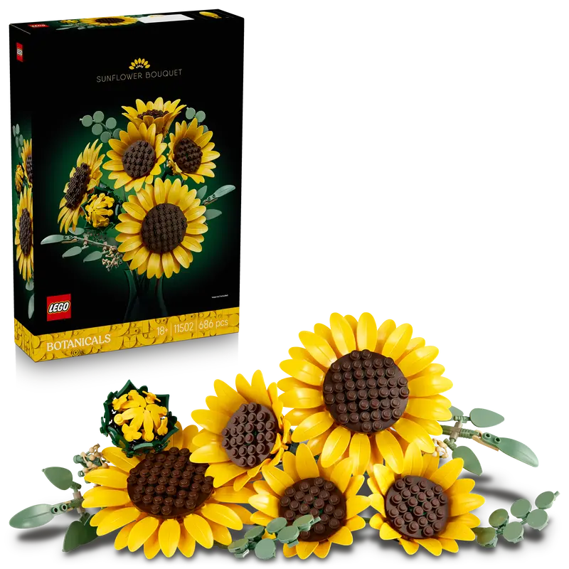 Lego Botanicals Boeket Met Zonnebloemen – Kunstbloemen Bouwpakket Voor Volwassenen – Nepbloemen Set Met Eucalyptusstelen – Slaapkamer- En Woonkamerdecoratie – Diy Cadeau Voor Vrouwen – 11502 1