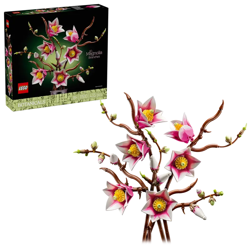 Lego Botanicals Magnoliatakken – Bouwpakket Voor Volwassenen Met Nepbloemen – 5 Magnolia’S  Kunstbloemen – Slaapkamer- Of Woonkamerdecoratie – Diy Cadeau Voor Vrouwen – 11510 1