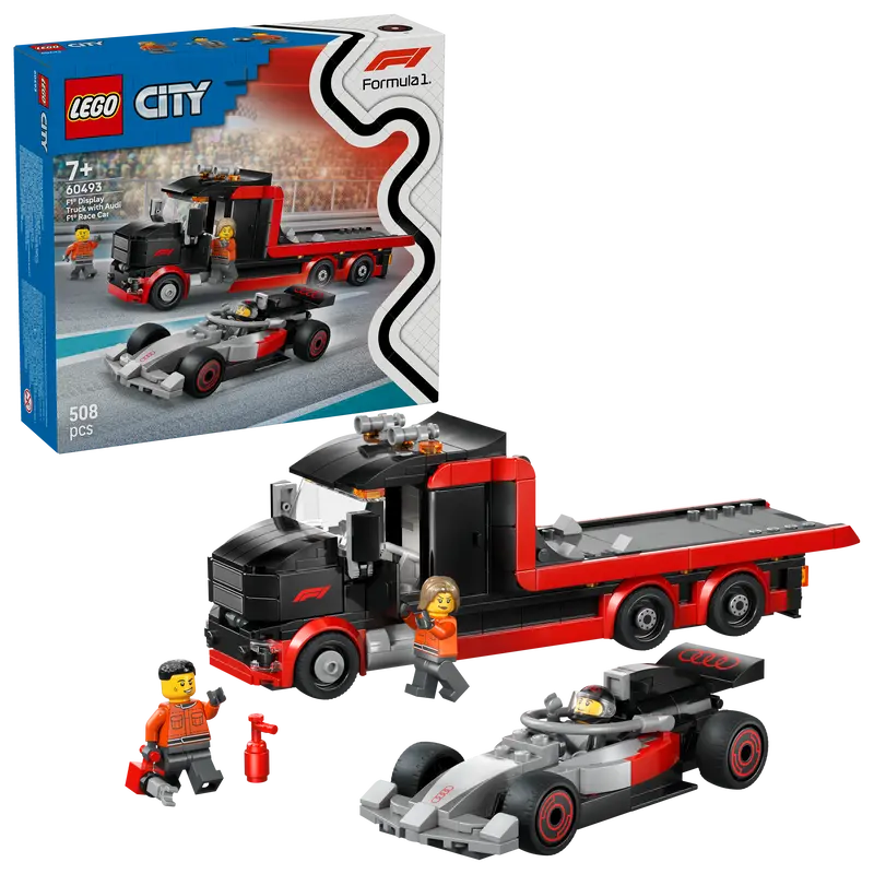 Lego City F1 Displaytruck Met Audi F1 Racewagen Speelgoed Voor Kinderen - Bouwpakket Met 3 Minifiguren En Voertuigliftfunctie - Cadeau Voor Jongens Vanaf 7 Jaar En Motorsport Fans - 60493 1