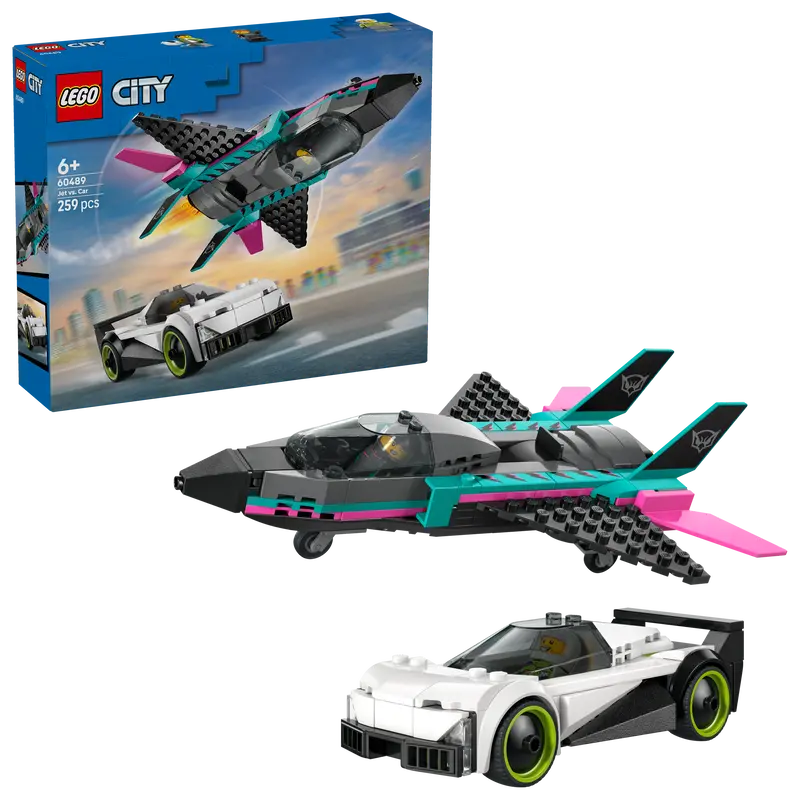 Lego® City Straalvliegtuig Vs. Sportauto - Bouwset Met Speelgoedauto En 2 Minifiguren Voor Kinderen Vanaf 6 Jaar - 60489 1