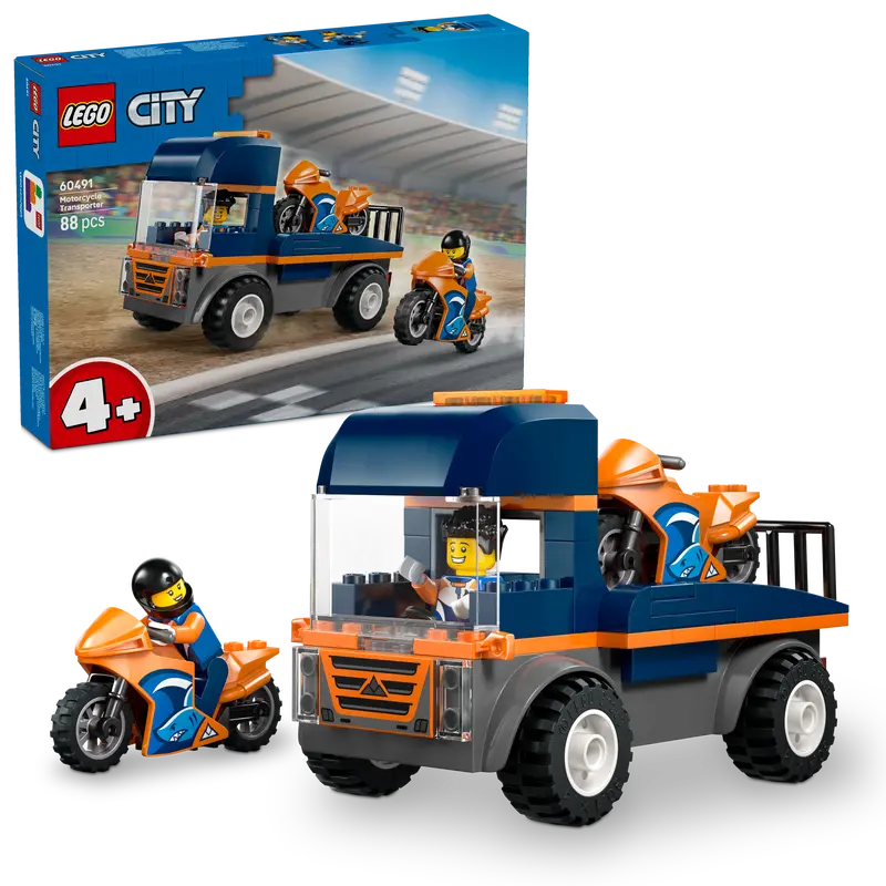 Lego® City Transportwagen Voor Motoren - Bouwset Met Speelgoedvoertuig - 2 Minifiguren - 60491 1