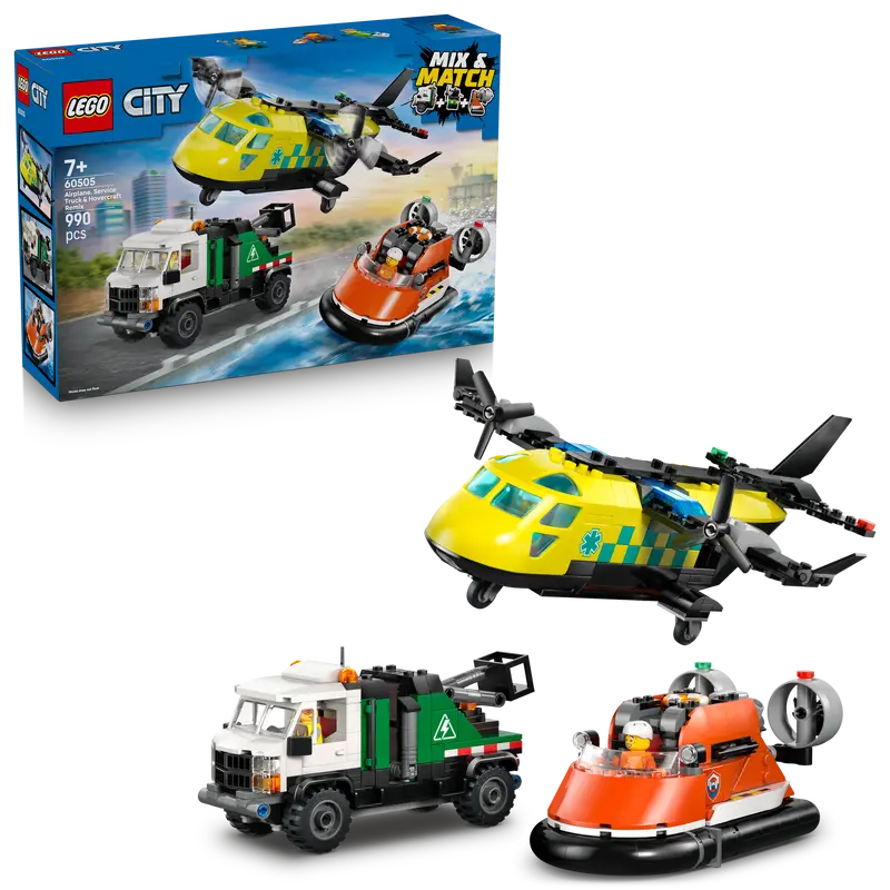 Lego® City Vliegtuig, Servicewagen En Hovercraft Remix - Bouw- En Speelset Met Hulpdienstvoertuigen - 60505 1