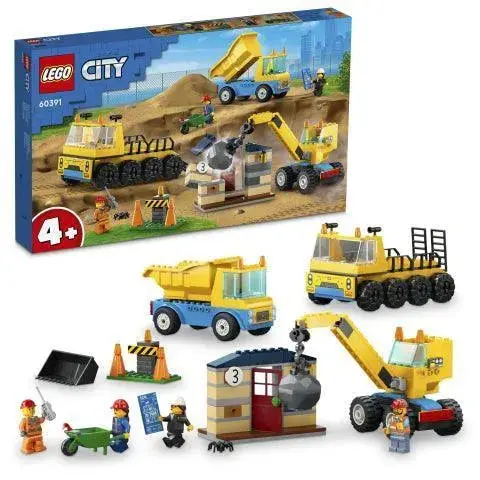 Lego Construction Trucks And Wrecking Ball Crane 60391 City 1