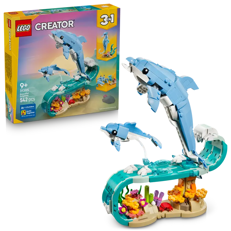 Lego® Creator 3In1 Zeedieren: Prachtige Dolfijnen - Bouw Om Tot Een Zeepaardje Of Krab - 31385 1