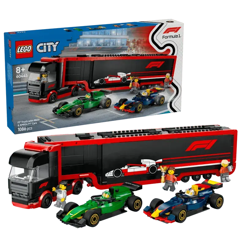 Lego F1 Truck Met Red Bull Rb20 & Aston Martin Amr24 F1 Auto's 60445 City 1