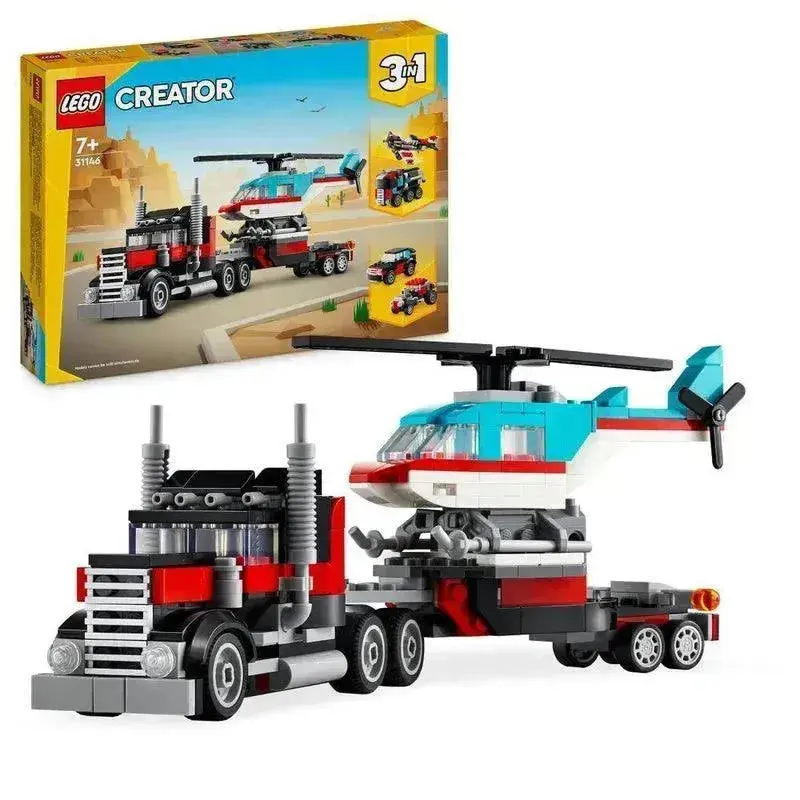 Lego Flatbed Truck With Helicopter 31146 Creator 3 In 1 1