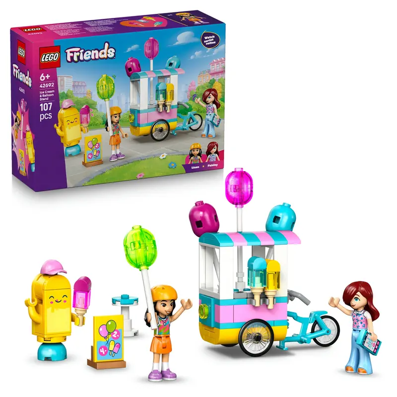 Lego® Friends Ijsjes- En Ballonnenkraam - Fantasiespeelgoed - 2 Minipoppetjes, Ballonnen En Fiets - 42692 1
