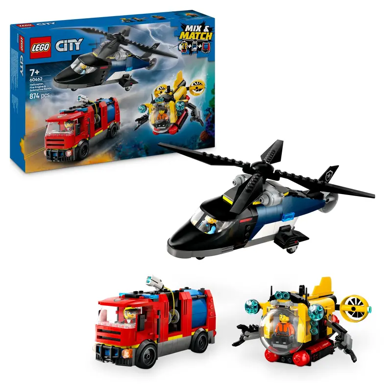 Lego Helicopter, Fire Truck And Submarine 60462 City 1