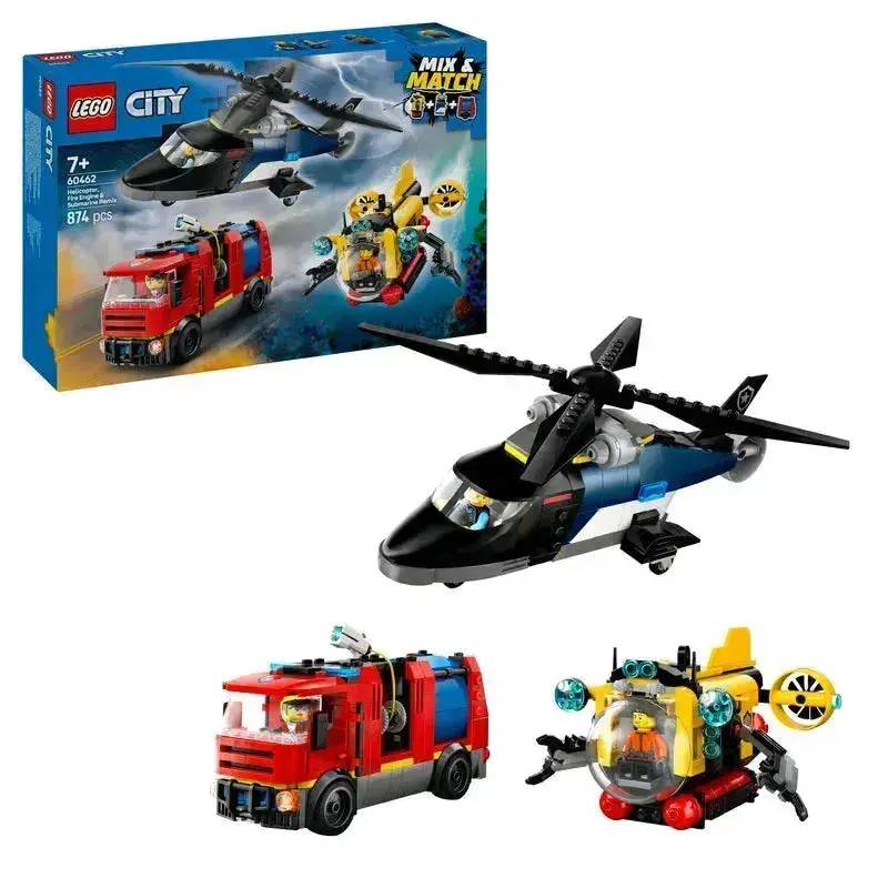 Lego Helikopter, Brandweerwagen En Onderzeeer 60462 City 1