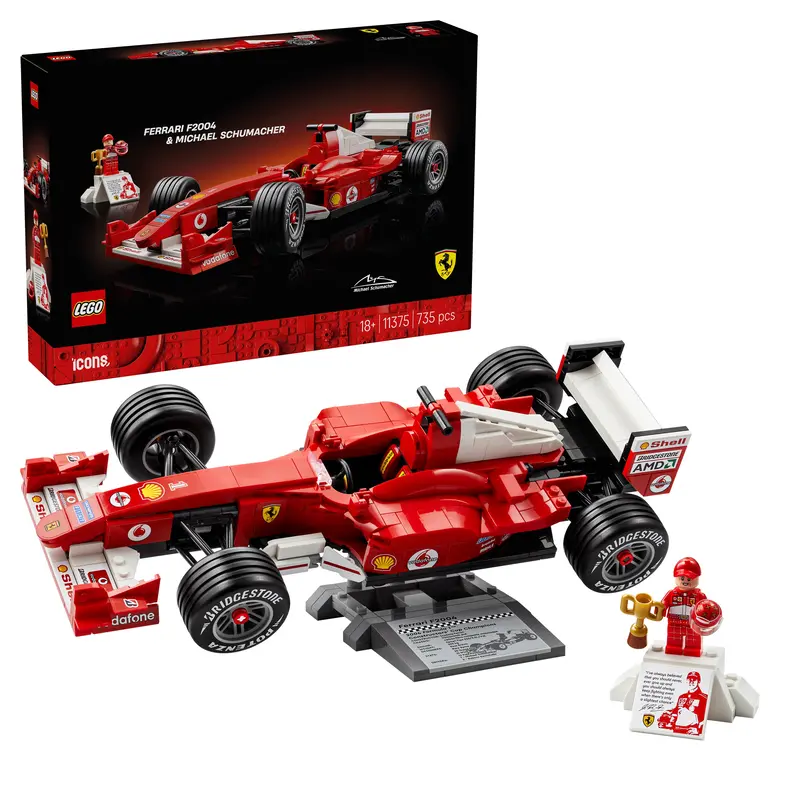 Lego Icons Ferrari F2004 En Michael Schumacher – F1 Auto Bouwpakket Voor Volwassenen – Decoratie Set Met V10-Motor En Formule 1 Coureur Poppetje – Cadeau Voor Mannen, Vrouwen En Fans – 11375 1