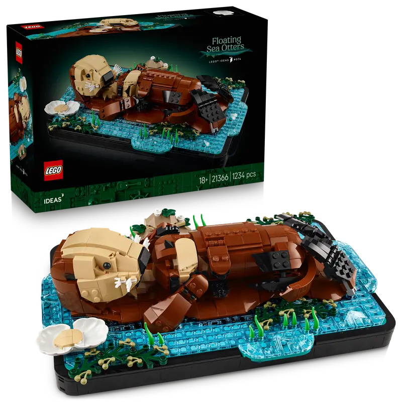 Lego Ideas Drijvende Zeeotters – Bouwpakket Voor Volwassenen – 3D Displaymodel Met Dieren Figuren Van Otter En Haar Jong – Diy Woondecoratie En Bureau-Decoratie – Creatief Cadeau-Idee – 21366 1