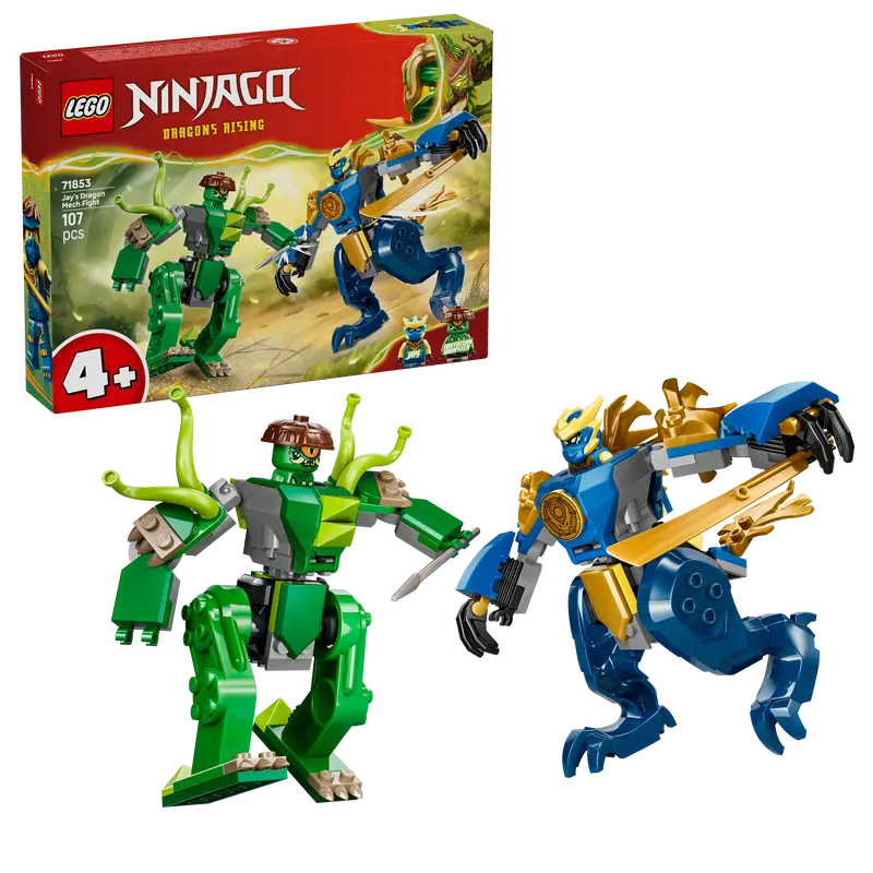 Lego Ninjago Jay’S Drakenmechastrijd Mecha – Ninja Speelgoed Voor Kinderen Met 2 Actiefiguren, 2 Minifiguren, Katana En Zwaard – Verjaardagscadeau Voor Jongens Vanaf 4 Jaar En Fans – 71853 1