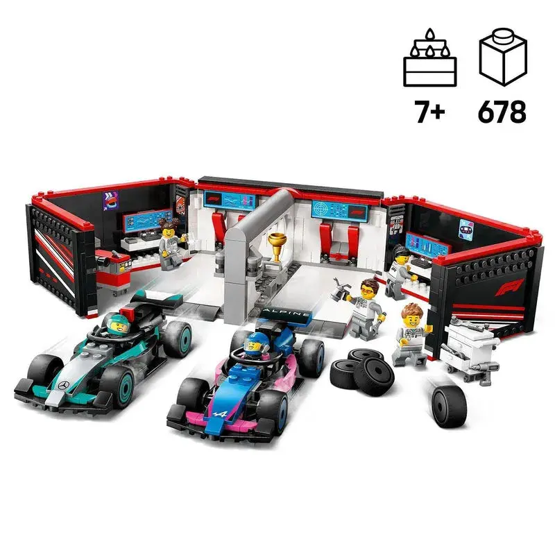 Lego Pitbox Met Mercedes Amg En Alpine F1 Auto's 60444 City 2