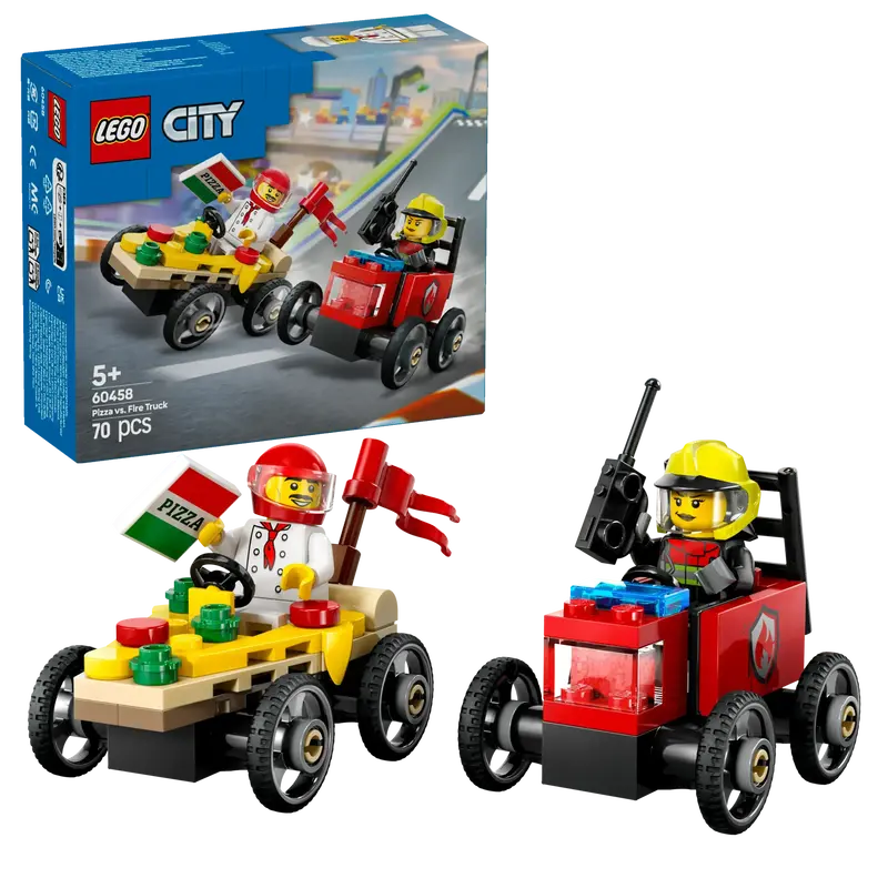 Lego Raceauto Pakket: Pizzabestelwagen Vs Brandweerwagen 60458 City 1