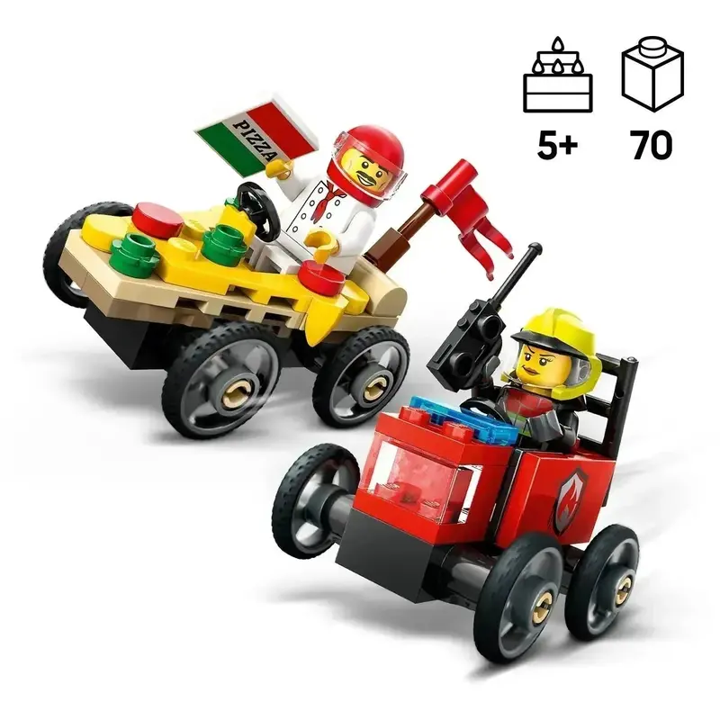 Lego Raceauto Pakket: Pizzabestelwagen Vs Brandweerwagen 60458 City 2