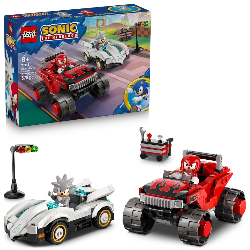 Lego Sonic The Hedgehog Silvers Auto Vs. Knuckles' Monstertruck Speelgoed Voor Kinderen 77118 1