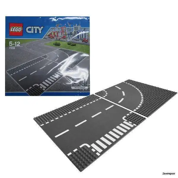 Lego T-Junction & Curved Road Plates 7281 City 1