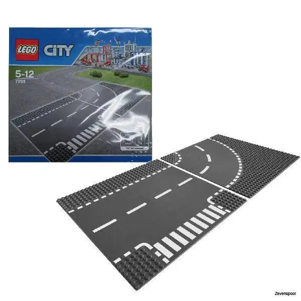 Lego T-Splitsing En Gebogen Rijplaten 7281 City 1