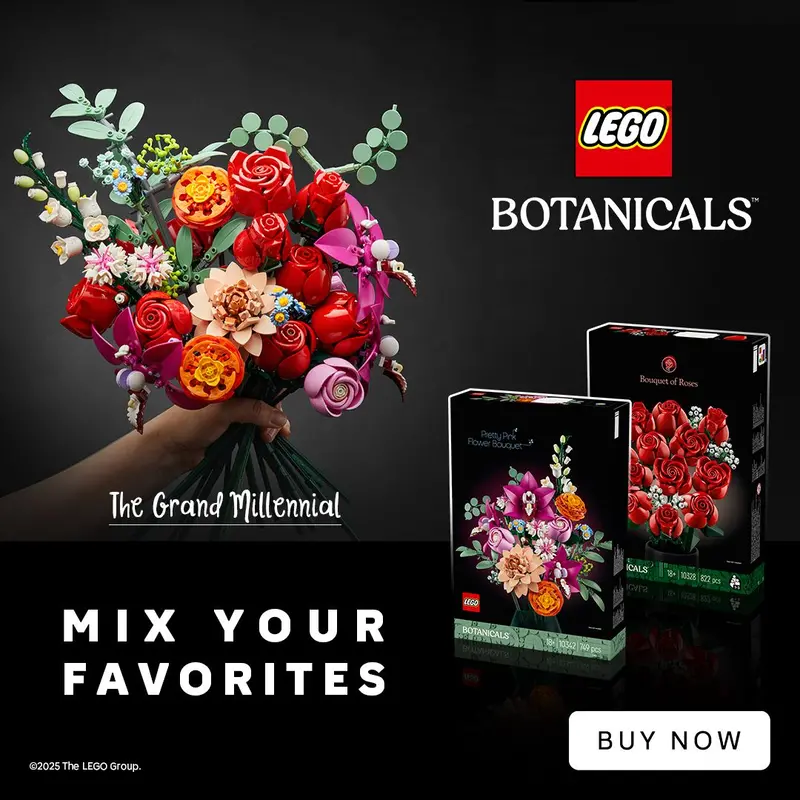 Lego "The Grand Millenial" Boeket: Lego 10342 Roze Boeket & Lego 10328 Rozenboeket 1