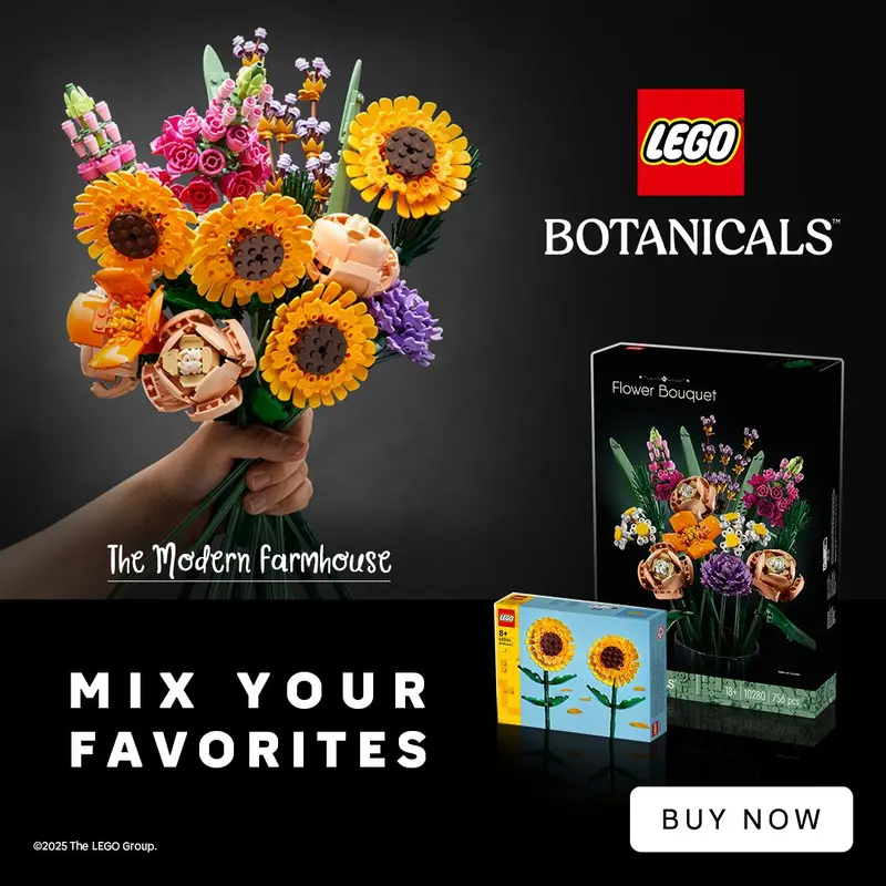 Lego "The Modern Farmhouse": Lego 40524 Zonnebloemen & Lego 10280 Boeket 1