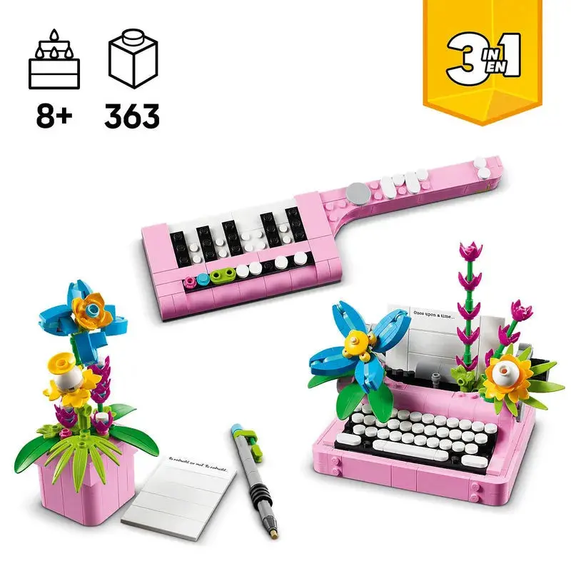Lego Typewriter With Flowers 31169 Creator 3-In-1 2