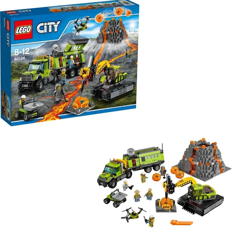Lego Vulkaan Mobiel Controle Centrum Truck Met Oplegger 60124 City 1