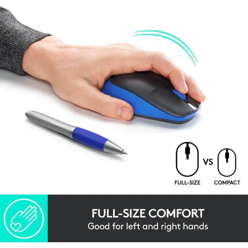 Logitech M190 Blue Full Size Wireless Mouse 2