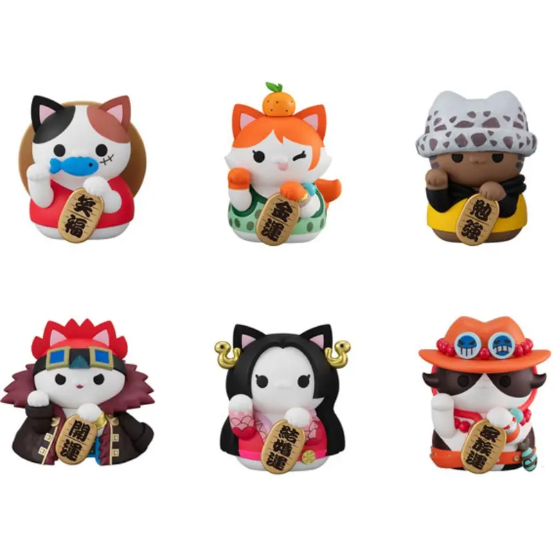 Mega Cat Project One Piece Nyan Piece Nyan! Maneki Neko Fortune Lucky Cat Pirates (Box Of 6) 1