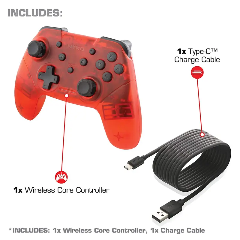 Nyko Nsw Wireless Core Controller Translucent Red (87261) 2