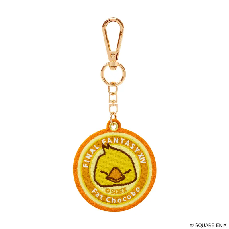 Square Enix Final Fantasy Xiv Embroidered Patch Key Chain - Fat Cat & Fat Chocobo 2