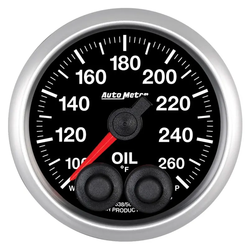 Autometer Elite 52Mm 100-260 Deg F Oil Temp Peak & Warn W/ Electronic Control Gauge 1