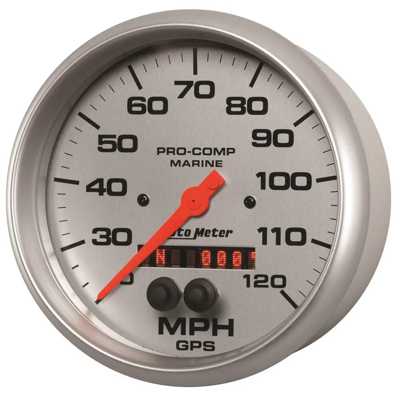 Autometer Marine Gps Speedometer – 5-Inch Silver Ultra-Lite Display, 120 Mph Range 1