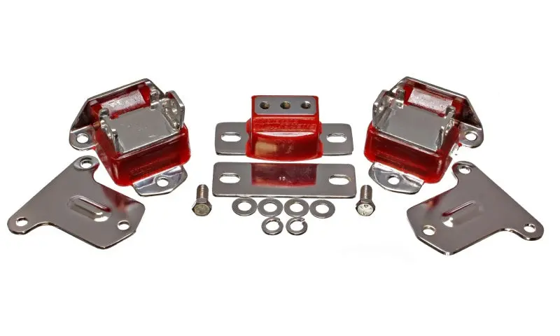 Energy Suspension Red Motor & Transmission Mount Kit For 1969–1971 Camaro & 1970–1973 Monte Carlo – Chrome Finish 1