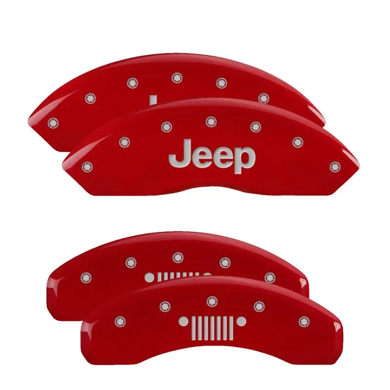 Mgp Engraved Red-And-Silver 4-Piston Caliper Covers For 2019 Jeep Wrangler (Front/Jeep Logo Rear Grill) 1