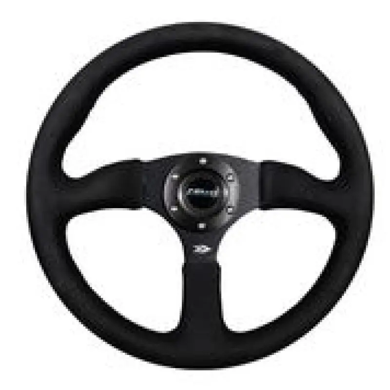 Nrg Reinforced 350Mm Steering Wheel With Alcantara Grip – Matte Black Spokes, 2.5-Inch Dish Depth 1