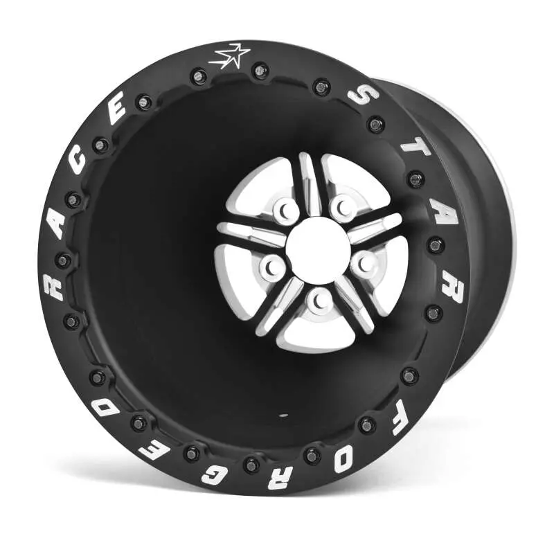 Race Star 63 Pro Forged Drag Racing Wheel – 16X16", 5X5.00" Bolt Circle, Black Anodized/Machined 1